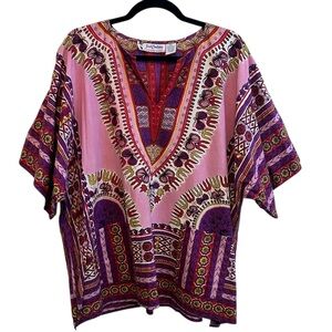 Vintage Pink and Purple Dashiki Size 3X